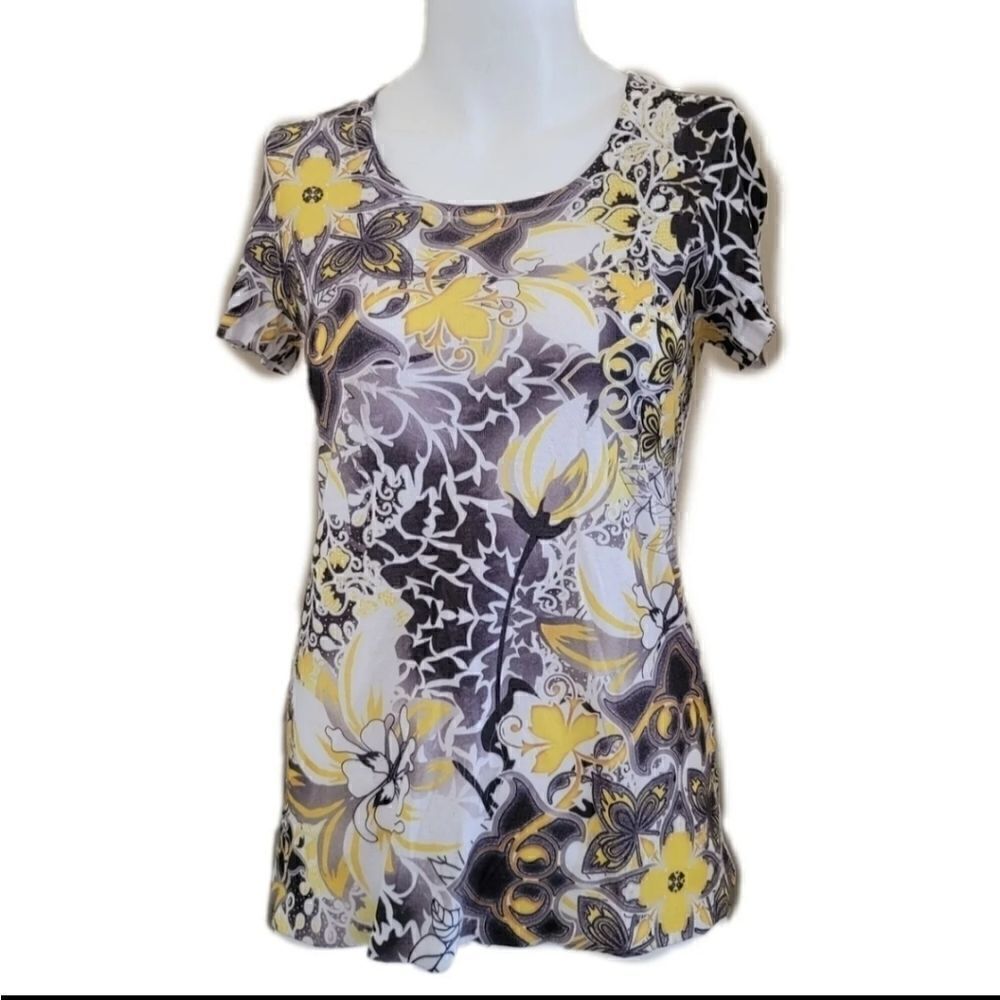 Floral crew neck summer tee shirt casual